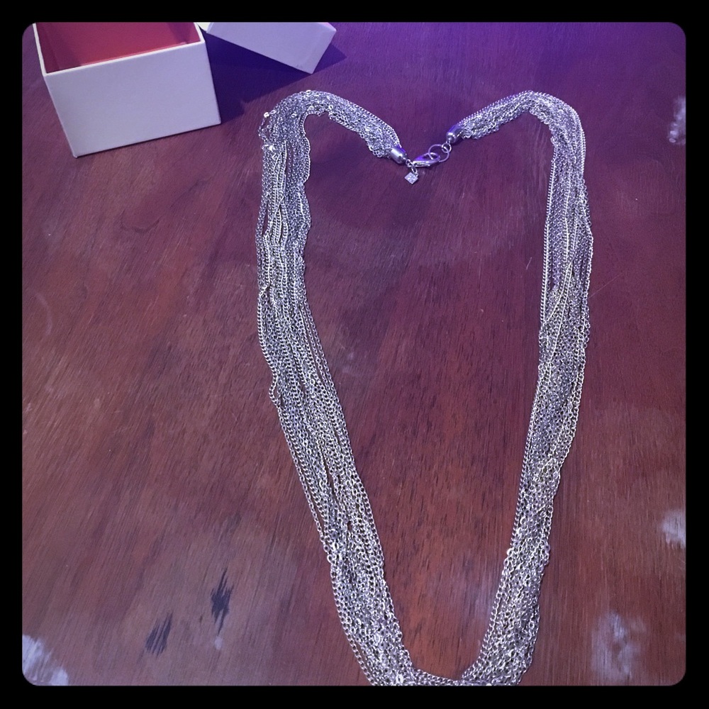 Vintage Banana Republic Silver Tone Multi Strand Chain Necklace 36"